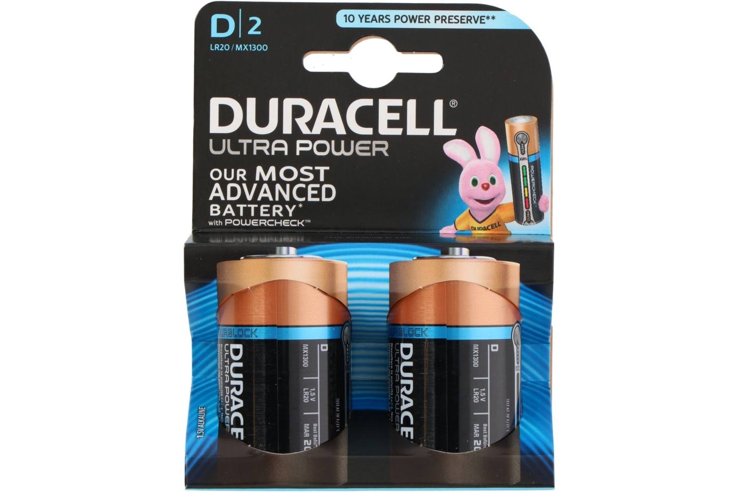 Pile, Duracell Ultra Power, D, 2 pièces, LR20 / MX1300 2