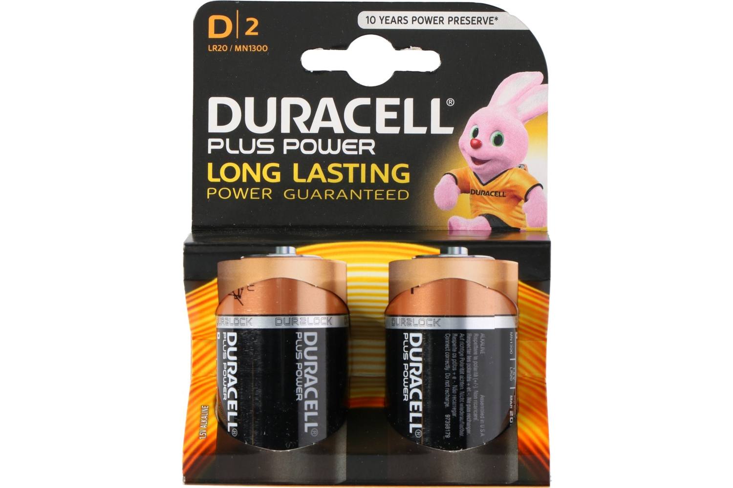 Batterij, Duracell Plus Power, D, 2 stuks, LR20 / MN1300 2