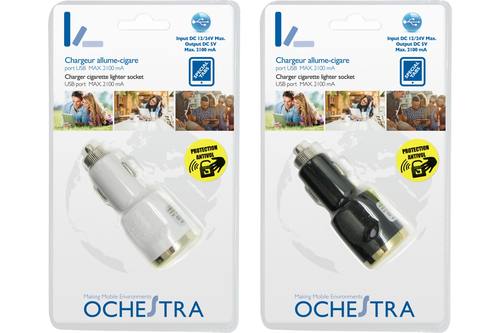Chargeur allume-cigare, Ochestra Electronics, prise AC > USB, 5V, 12/24V, 2100mA 1