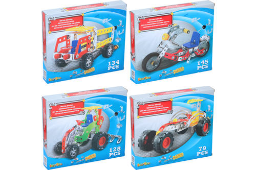 Speelgoed, Eddy Toys, metalen bouwpakket, 4 assorti Motor, Buggy, Race & Truck 1