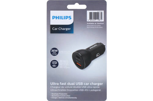 Cartes fictives, Philips, 15019871 Chargeur de voiture, Philips, Type C - USB A 1