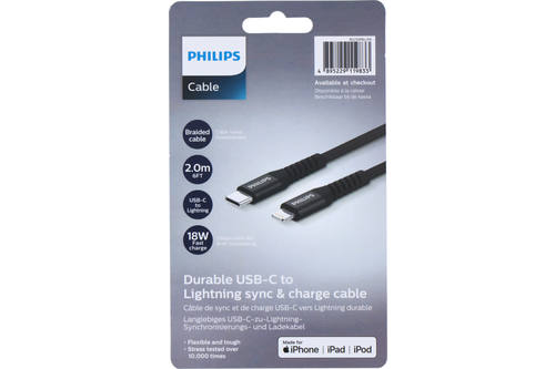 Cartes fictives, Philips, 15019833 Câble de synchronisation et de chargement, Philips, USB C à Lightning 1