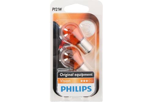 Ampoule de voiture, Philips, 12V, PY21W, 21W, Orange, 2 pièces, BAU15s 1